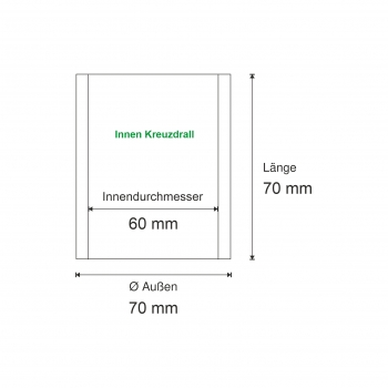 Buchse, Stahl, gehärtet Ø 60x70x70 mm, schweißbar (IS)